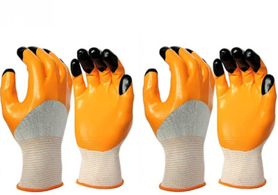 RanPra Safety Gloves Nylon, Nitrile-Coated Palms for Enhanced Grip SAFETY GLOVES 2 PAIR Nylon  Safety Gloves(Pack of 2)