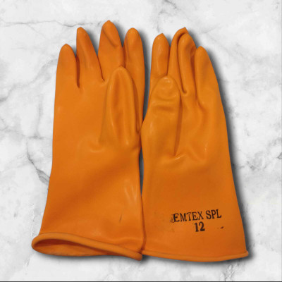 Emtex EMTEX_SPL_Orange_Size_12 Rubber, Latex  Safety Gloves(Pack of 2)