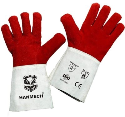 HANMECH MIG/ARC/TIG Welding 14 Inch Leather Gloves Leather  Safety Gloves(Pack of 1)