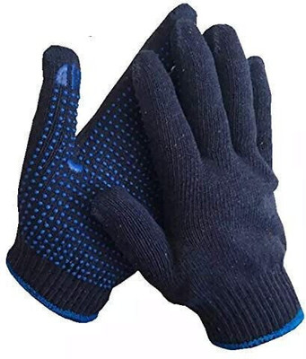 tick mark 3PAIR Lightweight Cotton Gloves with Blue Dots – Extra Hand Protection Synthetic  Safety Gloves(Pack of 6)