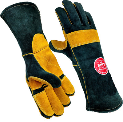 MULLICK PRO SAFETY MPS-004 Heat/Fire Resistant, Grill/Fireplace Welding /BBQ/Animal handling gloves Leather  Safety Gloves(Pack of 2)