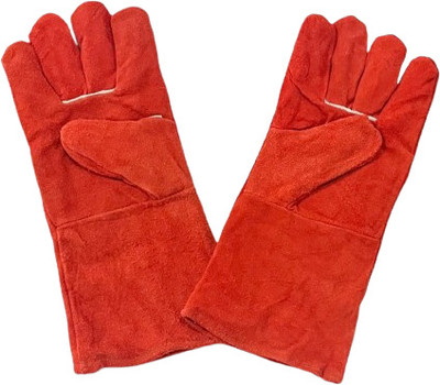 Wishpool 1 Pair Heavy Duty Leather Welding Hand Gloves Protective Durable Heat Resistant Leather  Safety Gloves(Pack of 2)