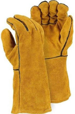Hand safety Leather Welders Glove Golden Yellow Extreme Heat/Fire Resistant Gloves Leather With Kevlar Stitching Yellow - (Pack of 1) Leather  Safety Gloves(Pack of 2)