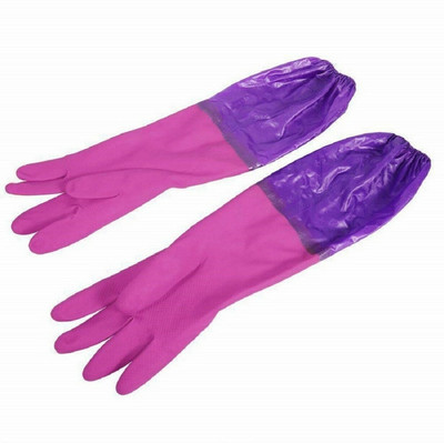 RBGIIT Rubber Elbow Length Cotton Flocklined Kitchen Factory Safety Glove PS-12 Rubber, Synthetic  Safety Gloves(Pack of 2)