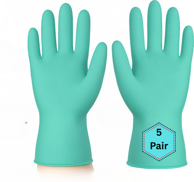 Glovery Industrial Cut Resistant Gloves | Nitrile Coated Nylon Safety Gloves Green Nitrile  Safety Gloves(Pack of 5)