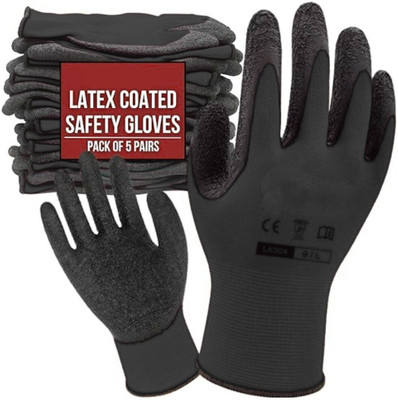 Donizard Multipurpose Heavy Duty Reusable Coated Safety Industrial Contraction Working Latex, Synthetic  Safety Gloves(Pack of 10)