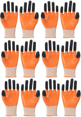 RBSOCK Oil & Cut Resistant Wooden Iren Aluminium Cement Worker Safe Hand S-62 Nitrile, Nylon, Kevlar  Safety Gloves(Pack of 12)
