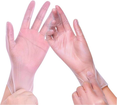 tick mark 100 pc vinyl Disposable Gloves One Time Use For Kitchen Food Serviced Vinyl  Safety Gloves(Pack of 100)
