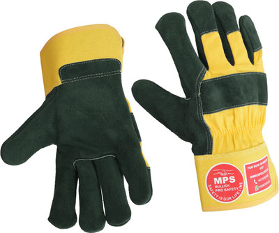 MPS Leather Working Gloves Green & Yellow MPS102 Leather  Safety Gloves(Pack of 1)