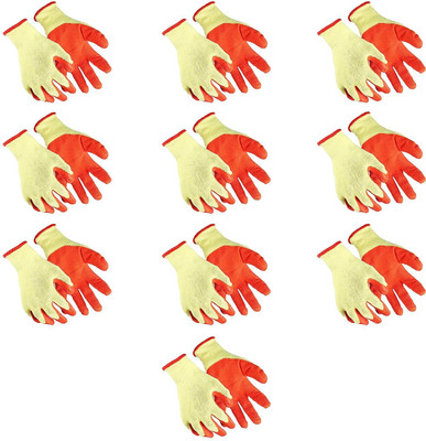Masox Store Washable Reusable Nitrile Coated Cut Proof Cotton Kitchen Garden Y4 Wet and Dry Glove Set(Free Size Pack of 20)