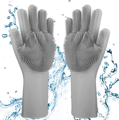 tick mark Silicon Gloves- hand gloves for washing utensils (Multicolour, 1 Pair) Rubber  Safety Gloves(Pack of 2)