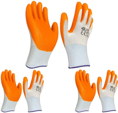 STYLERA 3 Pair Multipurpose Industrial Domestic Cut Resistant Reusable Safety Hand Glove Nitrile, Rubber  Safety Gloves(Pack of 6)