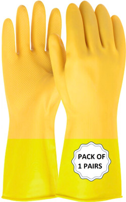 RBGIIT 1 Pair Reusable Washable Dish washing Kitchen Industrial Gardening Rubber  Safety Gloves(Pack of 1)