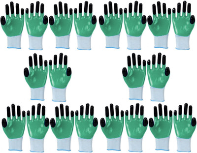 HM EVOTEK Washable Reusable Cut Proof Nitrile Cotton Cleaning Gloves for Unisex Y76 Wet and Dry Glove Set(Free Size Pack of 20)