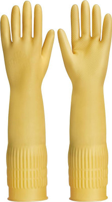 STYLERA 1 Pair PVC FlockLined Long Elbow Length Gloves for Kitchen Dishwashing Rubber  Safety Gloves(Pack of 2)