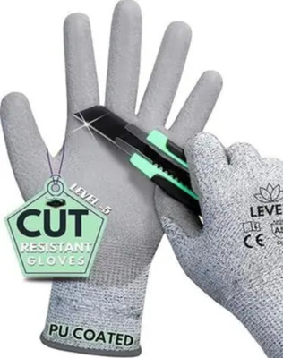 QTM 1 Pair Anti Cut Resistant Level5 Protection Kitchen Glove for Cutting Vegetables Synthetic, Polyester  Safety Gloves(Pack of 1)