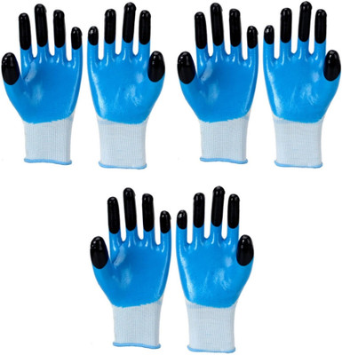 RBGIIT Half Nitrile Nylon Coated Men Women Boy's Girls Cyling Hand Glove S-82 Cycling Gloves(Blue, Black)