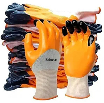 Yiking 4 PAIR Cut Resistant Protection with Rubber Grade Wet and Dry Glove. Nitrile  Safety Gloves(Pack of 8)