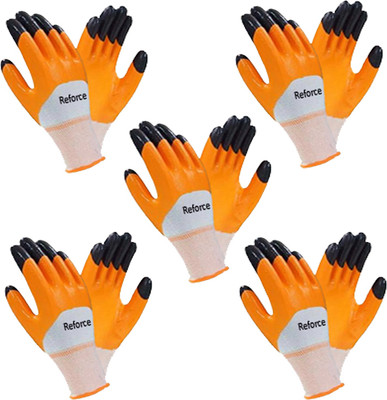 Yiking 5 PAIR Cut Resistant Protection with Rubber Grade Wet and Dry. Glove Nitrile  Safety Gloves(Pack of 10)