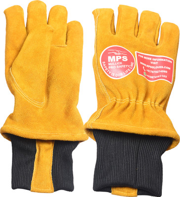 MULLICK PRO SAFETY Heat resistant Gloves For Welding,Construction,Animal Handling,Gardening,BBQ 350 Leather  Safety Gloves(Pack of 1)