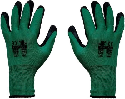 Auto E-Shopping Safety Hand Gloves Industrial Non Slip Gloves Free Size Green Red Set of 1 Pair Synthetic  Safety Gloves(Pack of 2)