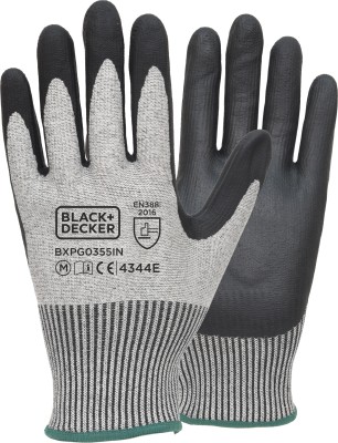 BLACK+DECKER Safety Hand Gloves With 15 Gauge HPPE Liner & Black Foam Coating of Nitrile  Safety Gloves(Pack of 1)