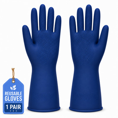 Axisgrip 1 Pair blue Rubber Safety Hand Gloves For Chemical, Electrical , Gardning Rubber  Safety Gloves(Pack of 1)