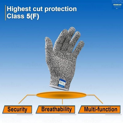 CHAMPION CHOICE Anti Cut Resistant Level 5 Protection With Elastic Hand Fitting Free Size,1 Pair Synthetic  Safety Gloves(Pack of 1)