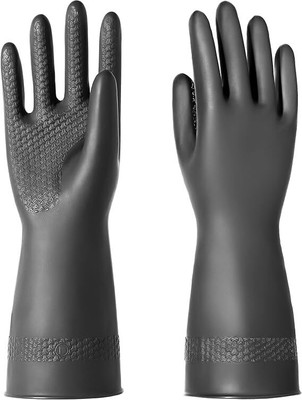 SS & WW 1 PAIR Cut Wet and Dry Glove Rubber Reusable Construction Gloves (Color Black) Rubber  Safety Gloves(Pack of 2)