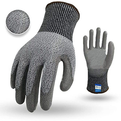 FreshDcart KAROMOUJ Anti Cut rubber coated nylon Safety Hand Gloves with Level 5 Protect Kitchen Gloves for Chopping Food Vegetable and Gardening (Free Size, Grey) Nylon, Rubber  Safety Gloves(Pack of 2)