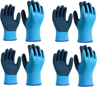 Masox Store Heavy Duty Reusable Full Nitrile Coated Work Safety Gloves for Gardening Work Wet and Dry Disposable Glove Set(Free Size Pack of 8)