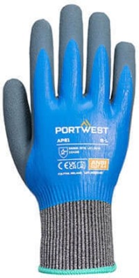 Portwest AP81B4RS- Liquid Pro HR Cut Glove Blue Nylon  Safety Gloves(Pack of 2)