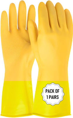 RBSOCK 1 Pair Reusable Washable Dish washing Kitchen Industrial Rubber  Safety Gloves(Pack of 1)