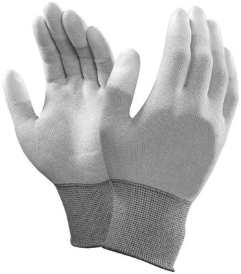 DISHIVA 1 Pair Anti-Static ESD Gloves Carbon Fiber PU Fingertip Coated Nylon  Safety Gloves(Pack of 2)