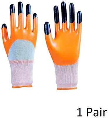 AZWIAN Nitrile Coated Gloves for Construction, Gardening(1 Pair) Nitrile Safety Gloves Nylon  Safety Gloves(Pack of 2)