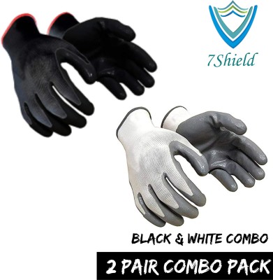 7SHIELD 2 PAIR Cut Resistant Hand Gloves Cut-Proof Protection(black-1pair,white-1pair) Nylon  Safety Gloves(Pack of 4)