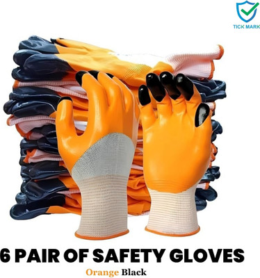 tick mark Orange Nylon Safety Gloves Nylon  Safety Gloves(Pack of 12)