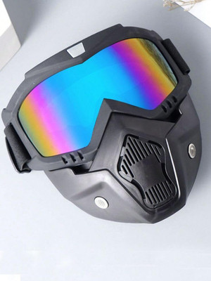 Shopeleven Men & Women Glass Face Mask Protection Gear UV protection Windproof safety Motorcycle Helmet Riding Goggles Glasses With Removable Face Mask,Detachable Blowtorch  Safety Goggle(Free-size)