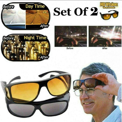 MAITRI ENTERPRISE Day & Night Riding HD Vision Goggles Anti-Glare Polarized Unisex Sunglasses M01 Motorcycle Goggles(Black, Yellow)