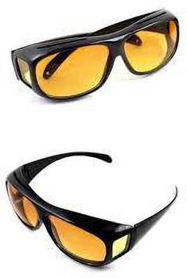 PRATYANG Day & Night Riding HD Vision Goggles Anti-Glare Polarized Unisex Sunglasses P303 Motorcycle Goggles(Black, Yellow)