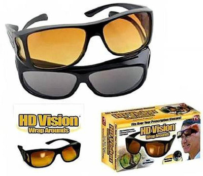 ND BROTHERS Day & Night Riding HD Vision Goggles Anti-Glare Polarized Unisex Sunglasses N130 Motorcycle Goggles(Black, Yellow)