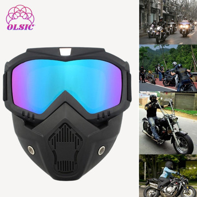 Olsic Dust Proof Mask Cycling Bike Full Face Shield Windproof MTB Goggles Bicycle/ Windproof Dirt Shield With Soft Foam Padded Detachable Safety Goggle@1 Safety Visor(Size - Free-size)