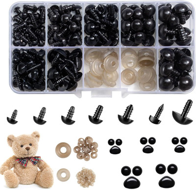 Tusmad 270 PCS Safety Eyes and Noses for Amigurumi, Stuffed Crochet Eyes with Washers 270 PCS Safety Eyes and Noses for Amigurumi, Stuffed Crochet Eyes with Washers Wood-working  Safety Goggle(Free-size)