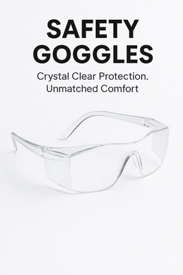 JAXZ Clear Wrap Around Safety Goggles | Full Cover Eye Protection EP 016 Industrial Clear Safety Goggless-Wrap Around eye 1PCS Laboratory, Blowtorch, Power Tool, Welding, Wood-working  Safety Goggle(Free-size)