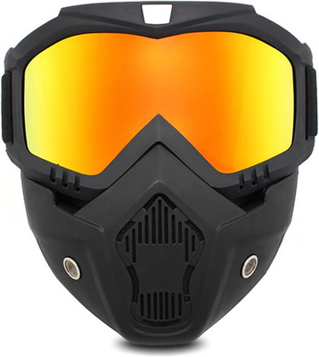 DK DEALS Motorcycle Goggles Mask Stylish Biker Eyewear with UV Protection & Clear Vision Motorcycle Helmet Riding Goggles Glasses with Removable Face Mask Power Tool  Safety Goggle(Free-size)