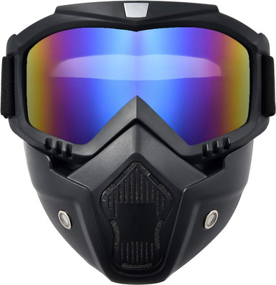 Gentle e kart Motorcycle Goggle Mask For Bikers Day Night Vision Anti Scratch UV Protective Resistant Wind & Dust Proof With Detachable Helmet Use Men And Women (Rainbow) Blowtorch  Safety Goggle(Free-size)