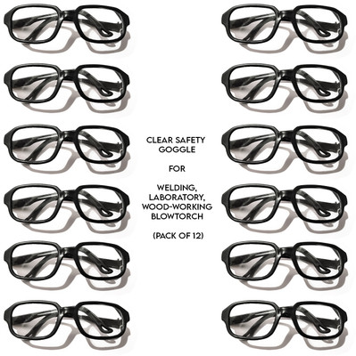 LXMI Black Frame Clear Glass Goggle (L-L) Blowtorch, Laboratory, Power Tool, Welding, Wood-working  Safety Goggle(Free-size)
