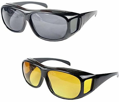 DN BROTHERS Rectangular Sunglasses(For Men, Black, Yellow)
