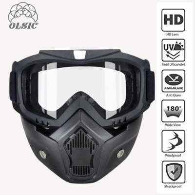 Auto Trends Motocross Bike Riding Goggles Glasses Face Dust Mask With Detachable Blowtorch, Blowtorch  Safety Goggle(Free-size)