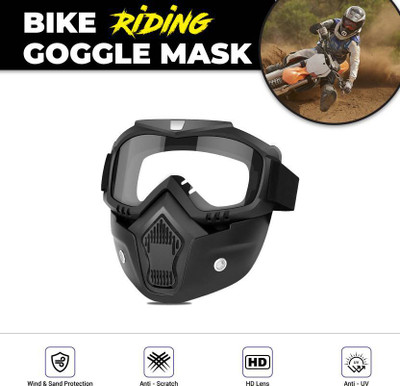 JC COMPTA Goggle Full Face Mask Anti Scratch UV Protection Eyewear & Face Shield With Soft Foam Padded Detachable Mouth Filter For cycling Bike Off Road Racing Blowtorch  Safety Goggle(Free-size)